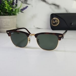 Ray-Ban Clubmaster Sunglasses. RB3016 49□21. Tortoise.  Gold Frame